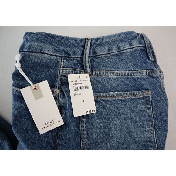 Good American Women's Sz 2/26 Blue Good Classic Raw Edge Ankle Jeans - Picture 4 of 10